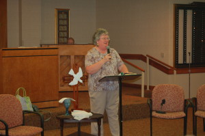 Reverend Becky at the Woldenberg Services